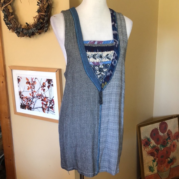 SURYA Size Large Ladies Top Art To Wear Mixed Media Tunic Lagenlook Beaded Craft - Picture 3 of 14